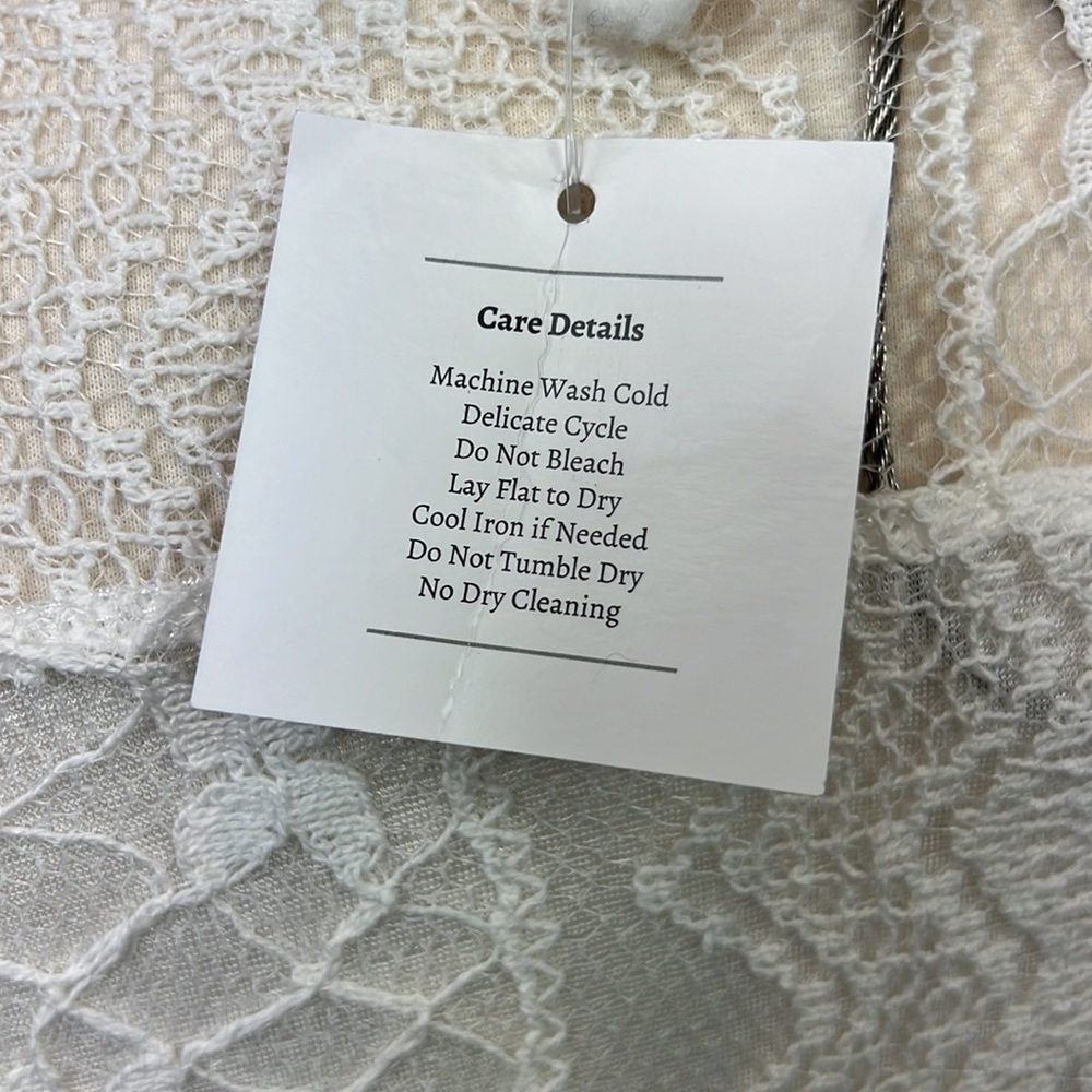 Nwt Boho Beach Hut Coverup White Lace Pom Small — image 5 of 7